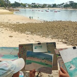 Dessin d'observation - Sainte-Marine, Ile-Tudy, Rivière de Pont l'Abbé - 26/10 au 28/10 de 14h à 16h
